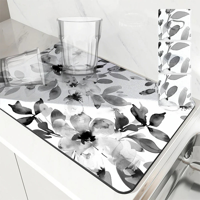 Ink Flower Absorbent Drying Mat Set by Axyaa — Tableware Protection & Decor