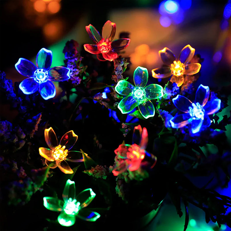 Solar Flower Lights Outdoor Garden Fairy Cherry Blossoms String Lights by Axya