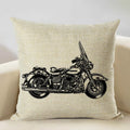 Axyaa Motorcycle Pattern Cushion Cover 45x45cm - Black and White Design