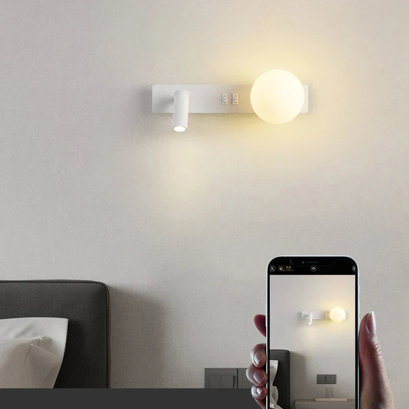 Axyaa White Acrylic Ball Wall Light Bedroom Reading Lamp