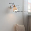 Axyaa White Ceramic LED Wall Lights with Pull Chain Switch on Modern Wood Base