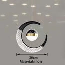 Axyaa Gold Moon Bedside Pendant Light, Adjustable Shade for Dining Room & Bedroom