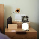 Axyaa Marble White Desk Lamp with Glass Ball Accent, Ideal for Bedroom, Foyer, Hotel
