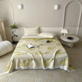 Axyaa Cotton Gauze Floral Throw Blanket with Tassel Detail