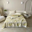 Axyaa Cotton Gauze Floral Throw Blanket with Tassel Detail
