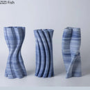 Axyaa Blue Stripes Ceramic Vase: Creative Floral Arrangement Table Decor