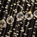 Axyaa Modern Spiral Crystal Chandelier for Large Staircases, Rain Drop Design