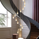 Axyaa Crystal Chandelier: Modern LED Staircase & Living Room Decor Lighting