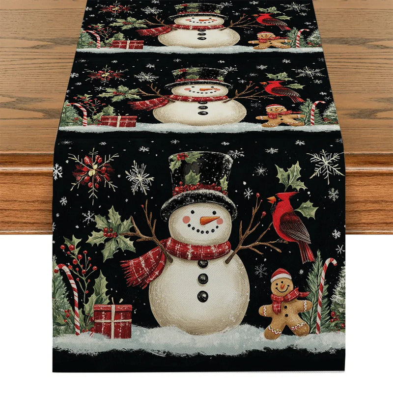 Snowman Presents Table Runner by Axyaa: Festive Dining Table Decor