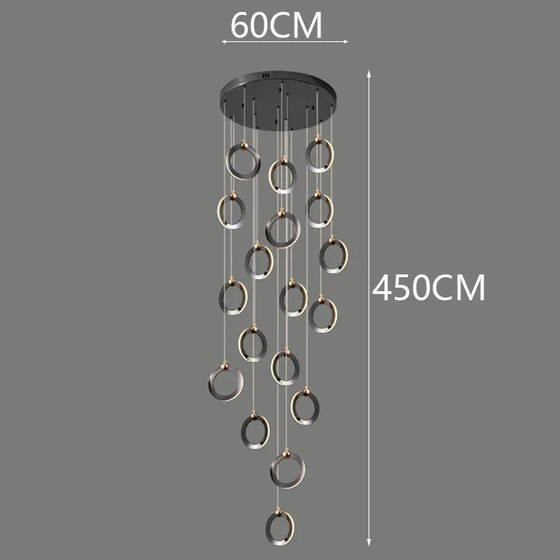 Axyaa Staircase Chandeliers: Modern LED Pendant Light Lamps for Living Room