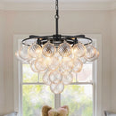 Axyaa Glass Ball Bubble Chandelier LED Pendant Light - Chrome Tiered Luxury Hanging Lamp