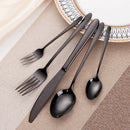 Axyaa Stainless Steel Black Cutlery Set - Elegant Dinnerware Mirror Knife Fork Spoon
