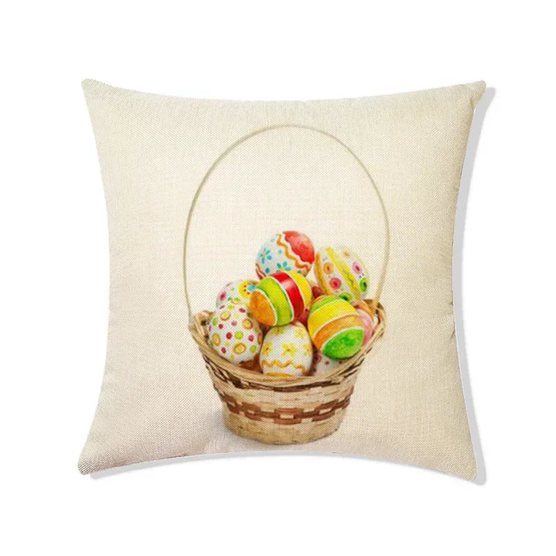 Easter Rabbit Eggs Design Linen Pillowcase - Axyaa Brings Spring Joy