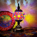 Axyaa Vintage Turkish Mosaic Table Lamp Handcrafted Glass Night Light