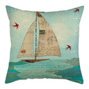 Marine Ship Print Linen Pillow Cover for Home Sofa Decor Axyaa
