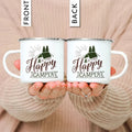 Enamel Mountain Mug with Handle by Axyaa. Best Camping Gift for Outdoor Lovers