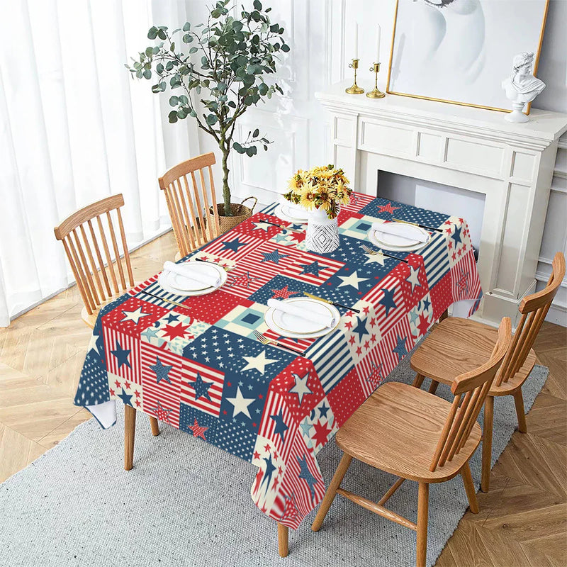 Axyaa Waterproof Rectangular Tablecloth for Coffee Table - Independence Day Flower Print