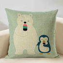 Axyaa Animal Linen Cushion Cover - Decorative Sofa Pillow - Home Decor - 45x45CM