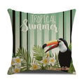 Tropical Birds Linen Pillowcase Set for Decorative Throw Cushions by Axyaa