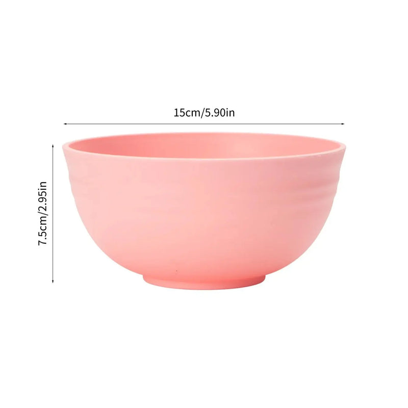 Axyaa Pink Plastic Cereal Bowls - Set of 4/6/8, Reusable for Home & Outdoor Dining
