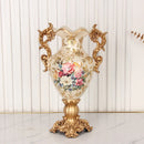 Axyaa Retro Countryside Vase: Luxurious Resin Flower Decoration for Home Living Room.