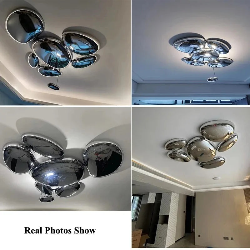 Axyaa Water Droplet LED Ceiling Lamp: Elegant Pebble Shaped Light for Living Room