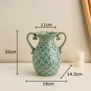 Axyaa Ancient Coins Relief Vase Ceramic Decor for Stylish Floral Arrangements
