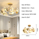 Axyaa Gold Branches Chandelier With Porcelain Leaves - Luxury Living Room Decor