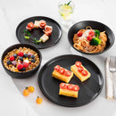 Axyaa Black Stoneware Dinnerware Set for 6, 24-Piece Oven-Safe Plates and Bowls