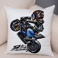 Axyaa Extreme Sports Motorcycle Pattern Cushion - Cartoon Design for Home & Car