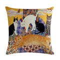 Axyaa Retro Cat Linen Pillowcase 45*45cm - Home & Sofa Decoration