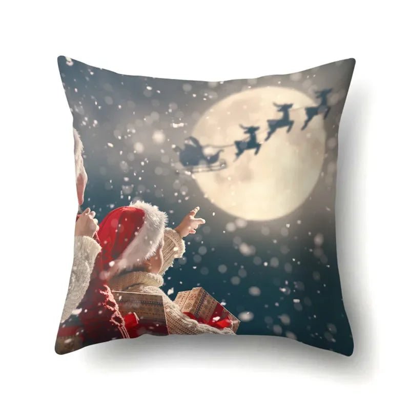 Axyaa Christmas Santa Claus Print Pillow Cover 45X45CM
