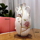 Axyaa Gold Plated Crack Texture Ceramic Vase with Artificial Flowers