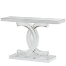 Axyaa Faux Marble Console Table with Geometric Metal Legs