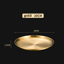 Axyaa Stainless Steel Golden Cafe Tray, Fruit Plate, Cake Plate, Shallow Plate