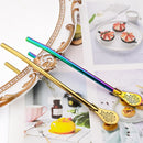 Axyaa Gold Stainless Steel Tea Filter Straws Set with Brush and Bag