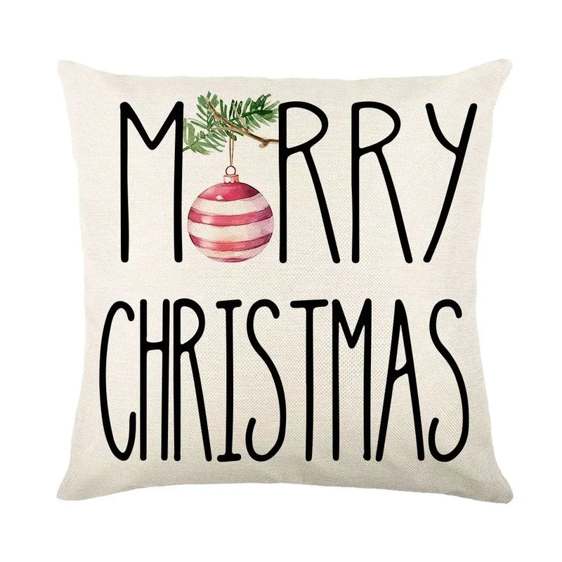 Christmas Party Pillowcase with Santa Claus & Snowman Print for Home Decoration by Axyaa.