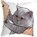 Axyaa Cute Cat Kiss Love Pillowcase 45x45cm - Home Decor Short Plush Pillow Cover