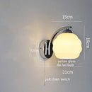 Axyaa Milky Glass Ball LED Wall Sconce, Nordic Modern Iron Bedroom Living Room Light