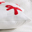 Axyaa Christmas Bowknot Embroidered Pillow Covers for Home Decor