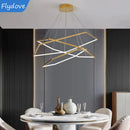 Axyaa Golden Hexagonal Geometric LED Chandelier - Nordic Modern Creative Indoor Fixtures