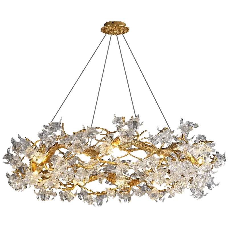 Axyaa Crystal Kapok Flower Chandelier Glass Pendant Light for Living Room