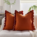 Axyaa Wave Fringed Velvet Cushion Cover in Various Colors