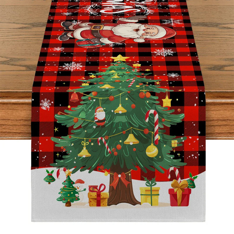 Axyaa Christmas Santa Table Runner for Dining Table Decoration