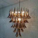 Axyaa Glass Petal Chandelier: Modern Multi-Tier Pendant Lamp for Dining Room, Bedroom, and Kitchen