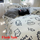 Axyaa Floral Leaf Queen Duvet Set - 4Pc Luxury Washed Cotton Bedding