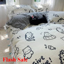Axyaa Garden Flower Leaf Duvet Cover Set Queen, 4Pcs Washed Cotton Bedding