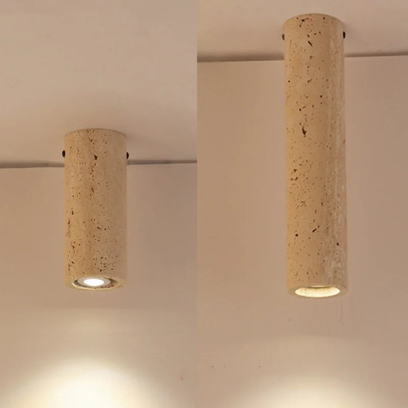 Axyaa Yellow Travertine Ceiling Lamp | Modern Minimalist Retro Design