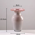 Axyaa Pink Flower Edge Glass Vase Hydroponics Plant Pot Room Decor