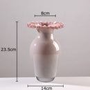 Axyaa Pink Flower Edge Glass Vase Hydroponics Plant Pot Room Decor